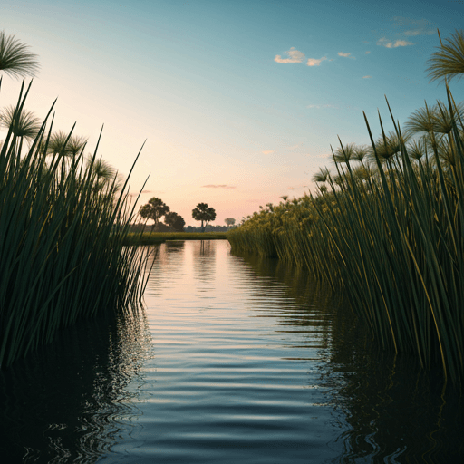 Aerial view of the Okavango Delta waterways